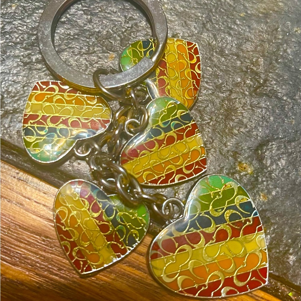 Coach Rainbow hearts key chain/key ring
